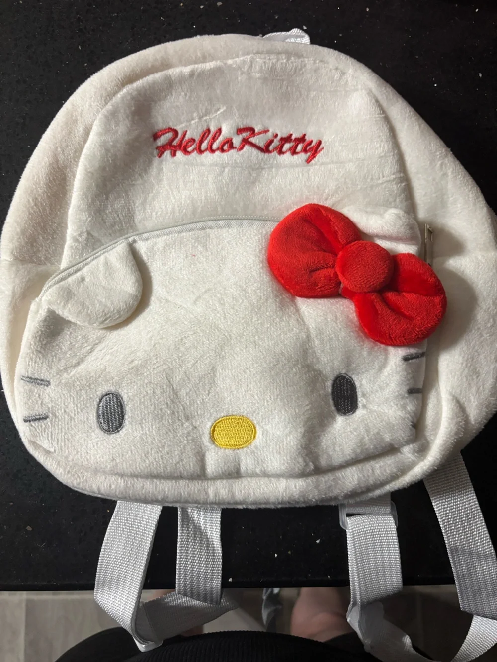 Hello Kitty Plush White & in Pink Kids Backpack with Red Bow